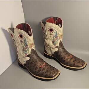 Ariat Women's Ride Love Boots Women 6 B Brown Leather Floral Embossing Boho